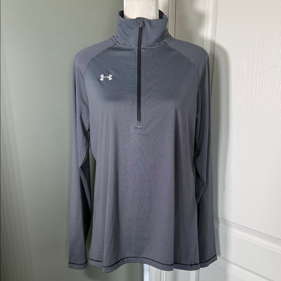 Under Armour Tops - Under Armour HeatGear Striped 1/4 Zip Pullover Athletic Top LG